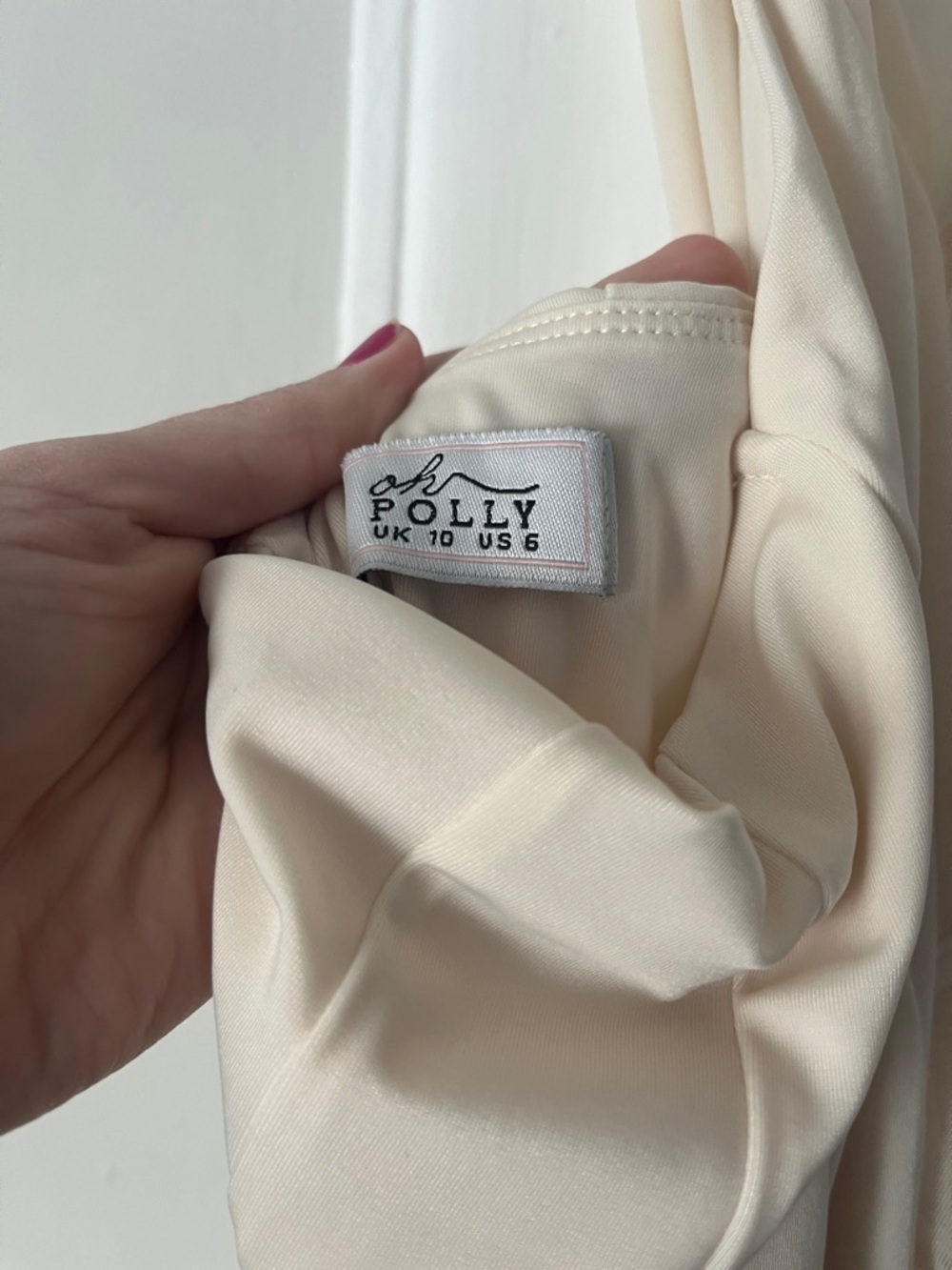 Oh Polly Cream Ruffle Plunge Dress 6 - Picture 4 of 5